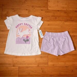 NWT Girl’s Size 5T - 5 Carter’s Easter Outfit - Tee Top & Gingham Shorts